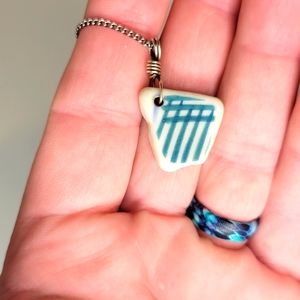 Titanium chain with sea pottery pendant hypoallergenic